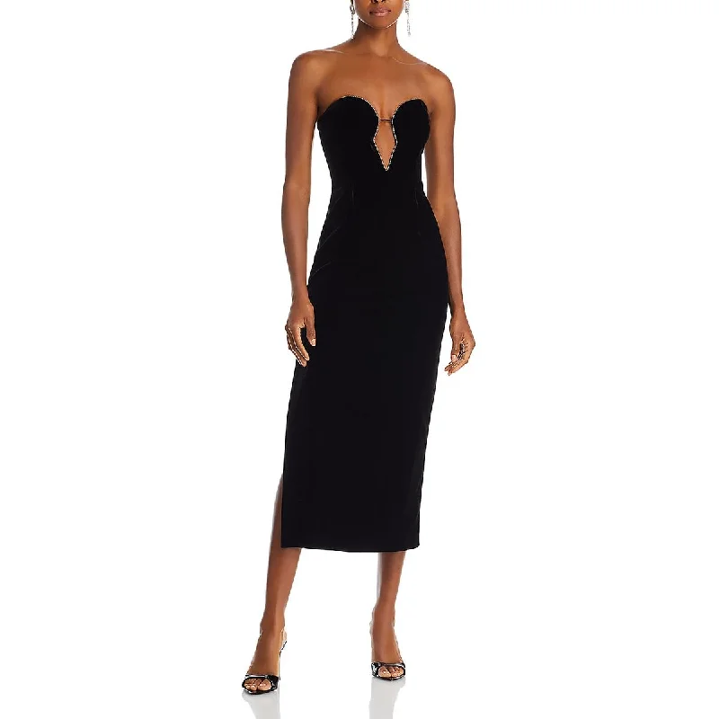 Bardot Womens Lilah Velour Midi Cocktail And Party Dress Tunics Luxurious high-end