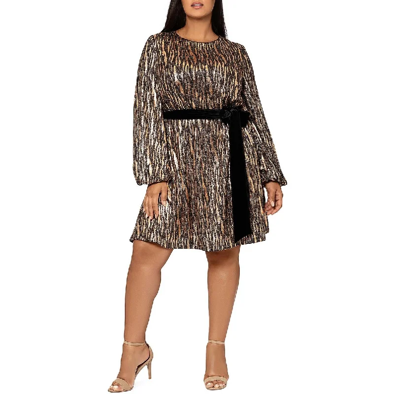 Betsy & Adam Womens Plus Metallic Knee-Length Cocktail And Party Dress Crew Neckline Casual Betsy & Adam Womens Plus Metallic Knee-Length Cocktail And Party Dress Crew Neckline Casual