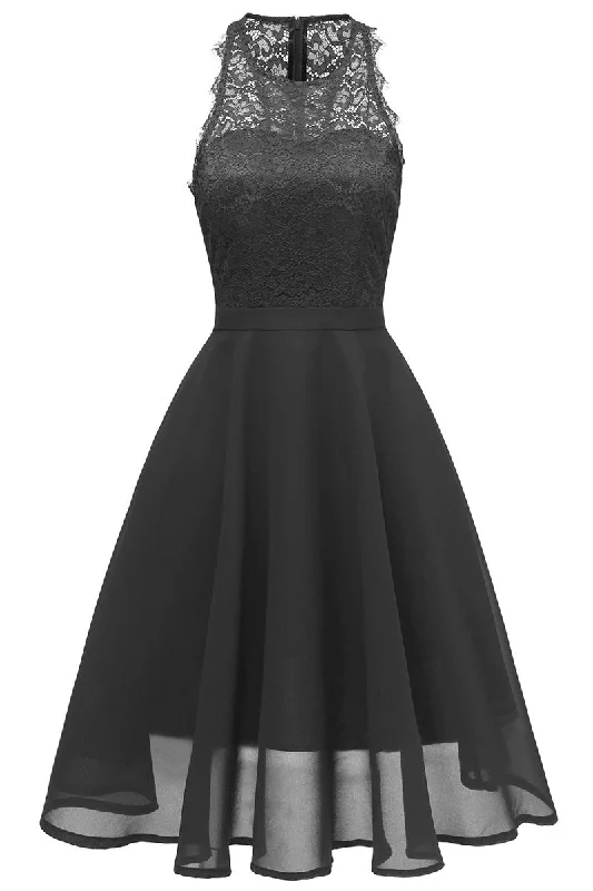 Black A-line Lace Midi Sleeveless Party Dress Tunics Hiking breathable