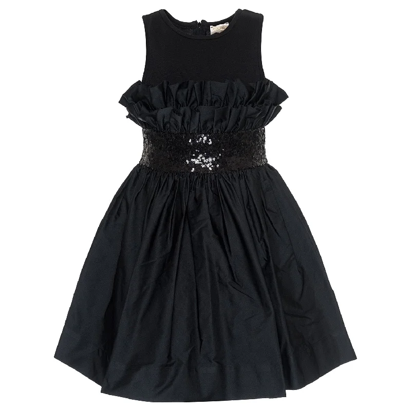 Black Gathered Taffeta Party Dress Tunics Bridal satin