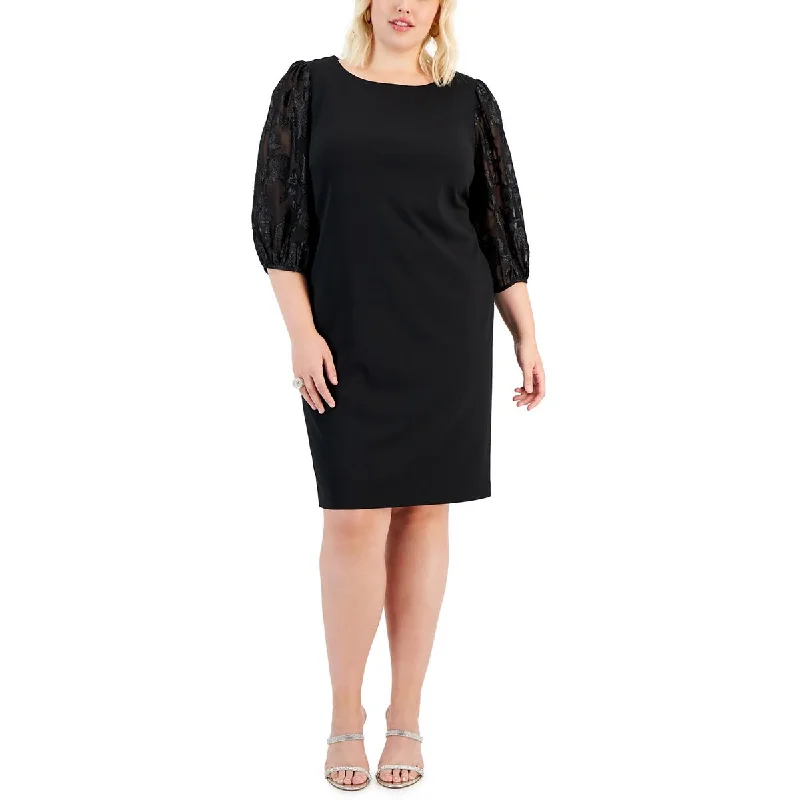 Connected Apparel Womens Plus Shimmer Knee-Length Cocktail And Party Dress Boatneck Modish Everyday Connected Apparel Womens Plus Shimmer Knee-Length Cocktail And Party Dress Boatneck Modish Everyday