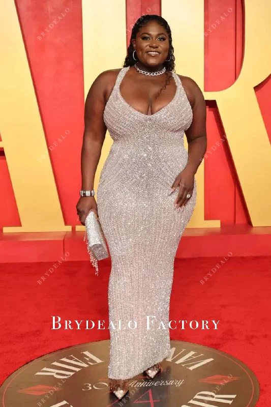 Danielle Brooks Silver Sparkly 2024 Oscars After Party Dress Tunics Gym athletic