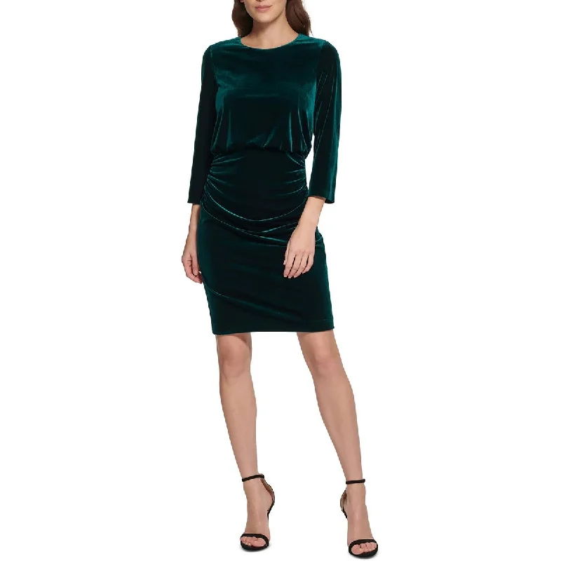 DKNY Womens Velvet Knee-Length Cocktail and Party Dress Tunics Exclusive limited