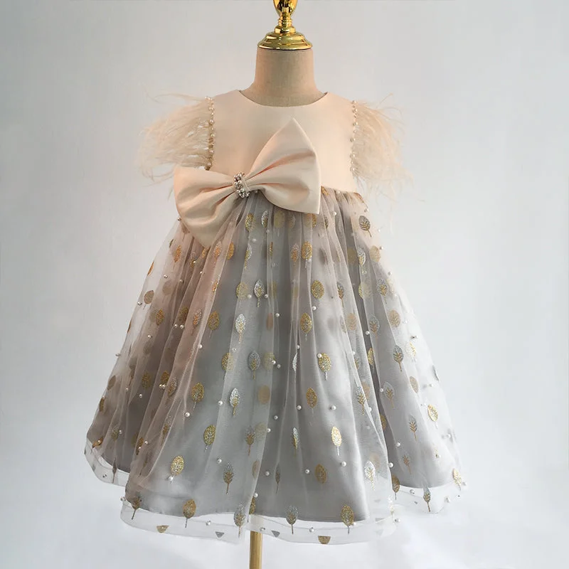 Toddler Prom Gowns Girl Princess Summer Bow Sequins Communion Pageant Party Dress Tunics Chic elegant