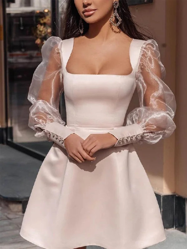 Lizakosht Elegant Puff Shoulder Long Sleeve Party Dress Spring Fashion Sexy Square Collar Mini Dress New Women Sheer Mesh Silk Satin Dress Tunics Winter warm Lizakosht Elegant Puff Shoulder Long Sleeve Party Dress Spring Fashion Sexy Square Collar Mini Dress New Women Sheer Mesh Silk Satin Dress Tunics Winter warm
