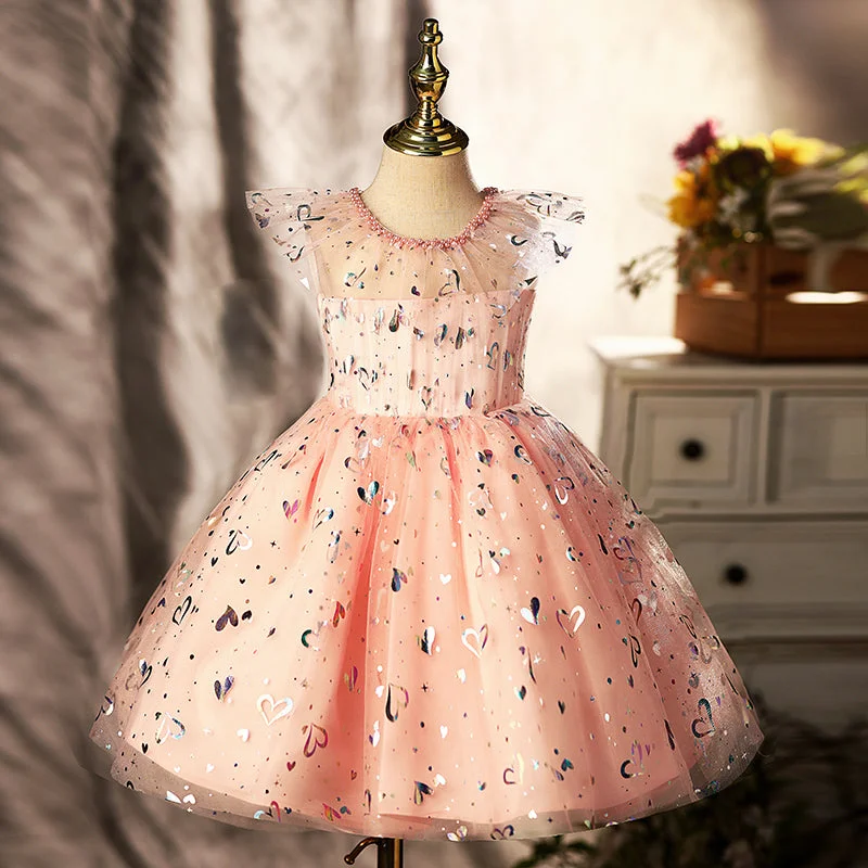 Toddler Prom Dress Girl Princess Flower Sleeveless Heart Sequins Party Dress Tunics Mesh breathable Toddler Prom Dress Girl Princess Flower Sleeveless Heart Sequins Party Dress Tunics Mesh breathable