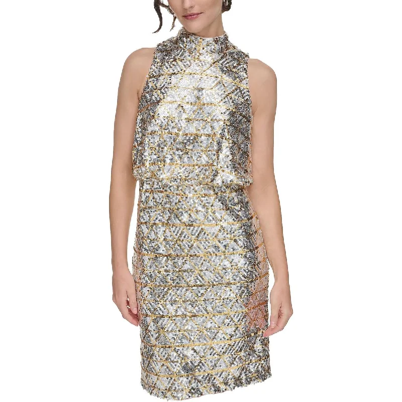 Eliza J Womens Sequined Mock Neck Cocktail And Party Dress Tunics Fashionable trendy Eliza J Womens Sequined Mock Neck Cocktail And Party Dress Tunics Fashionable trendy