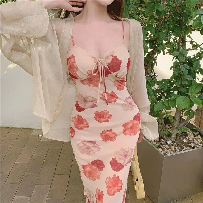 StoreXQ French Vintage Strap Dress Women Sweet Elegant Sleeveless Sexy Floral Dress Female Casual V-neck Beach Party Dress Summer Tunics Spring floral StoreXQ French Vintage Strap Dress Women Sweet Elegant Sleeveless Sexy Floral Dress Female Casual V-neck Beach Party Dress Summer Tunics Spring floral