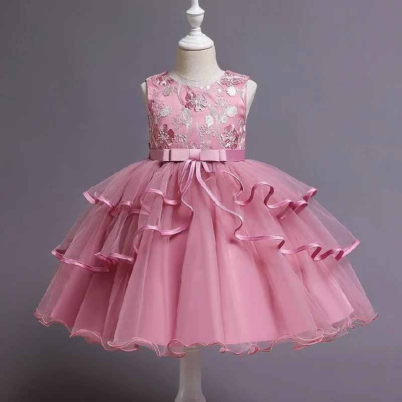 Girl Birthday Party Dress Baby Girl Embroidered Sleeveless Puffy Formal Princess Dress Tunics Trousers formal Girl Birthday Party Dress Baby Girl Embroidered Sleeveless Puffy Formal Princess Dress Tunics Trousers formal