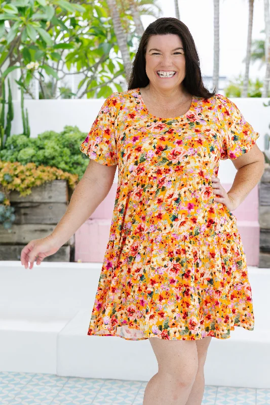 Greta Party Dress in Sunshine Floral Tunics Office stylish