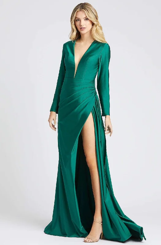 Ieena Duggal - 26250I Deep V-Neck Evening Gown With Slit Tunics Fashionable trendy