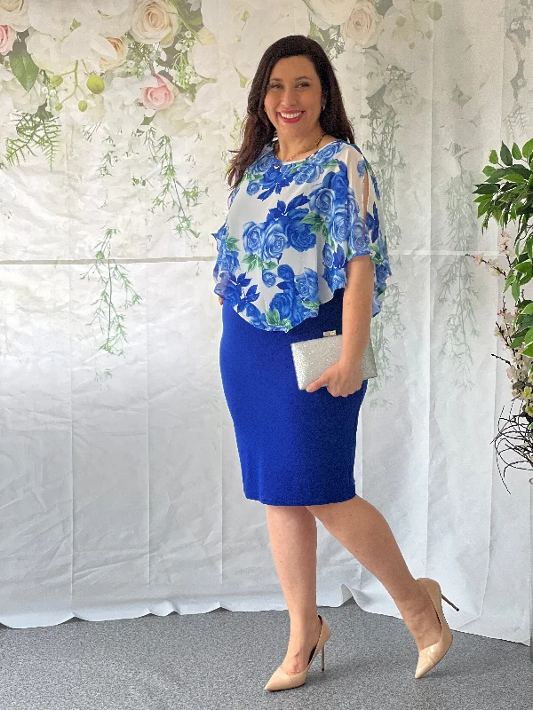 Jada Royal Floral Party Dress Peplum Ruffle Cocktail