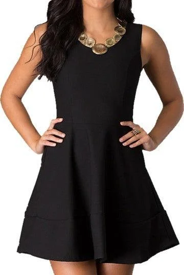 Juniors Sleeveless Party Dress With Zipper Back Pleated Skirt Elegant