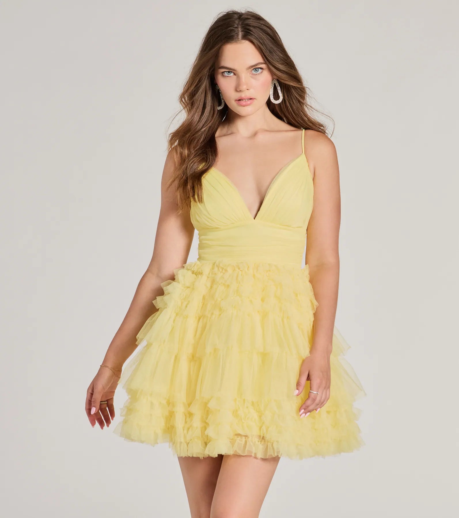 Katalina V-Neck Ruffle A-Line Party Dress Tunics Brand named