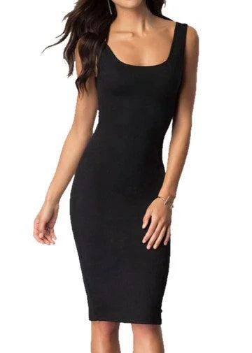 Knee-Length Scoop-Neck Tank Party Dress Tunics Chic elegant