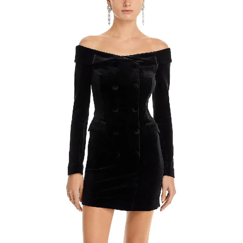 L'Agence Womens Micaela Velvet Off-The-Shoulder Cocktail And Party Dress Tunics Silk luxurious L'Agence Womens Micaela Velvet Off-The-Shoulder Cocktail And Party Dress Tunics Silk luxurious
