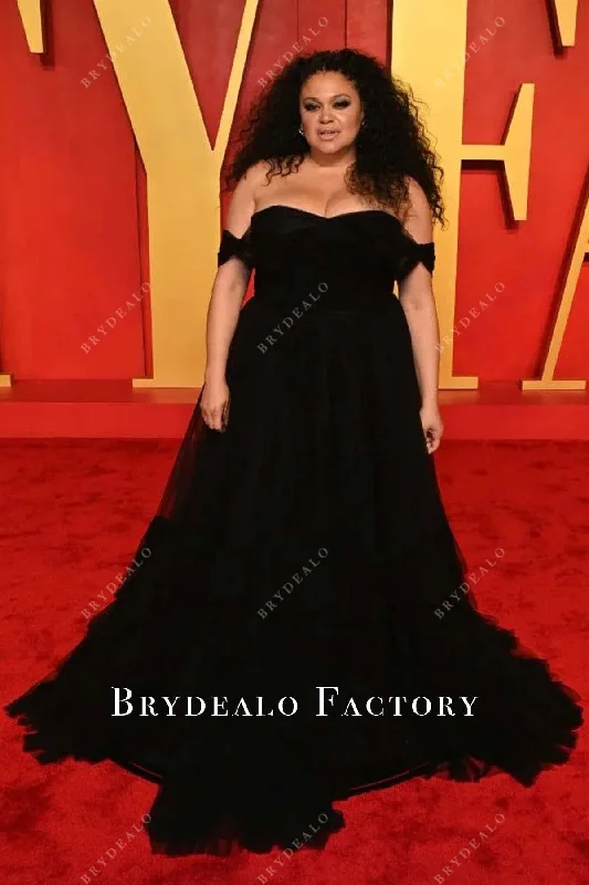 Michelle Buteau Black Tulle 2024 Oscars After Party Dress Tunics Canvas sturdy