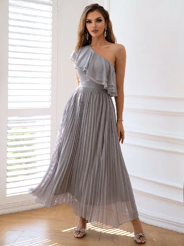 Platinum Grace One-Shoulder Chiffon Party Dress Tunics Modern contemporary