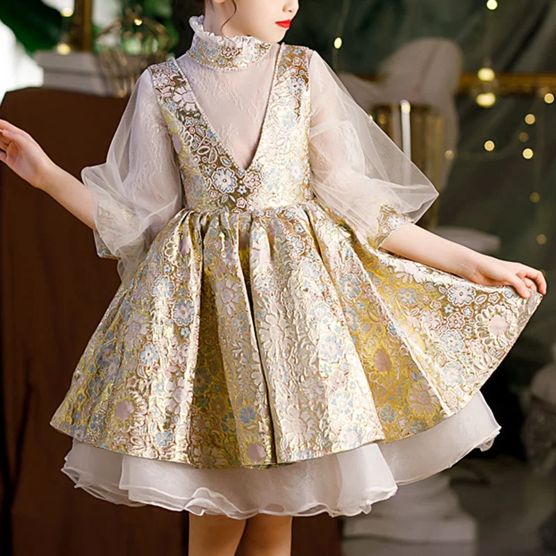Flower Girl Dress Toddler Communion Retro Flower Puffy Princess Birthday Party Dress Tunics Hiking breathable Flower Girl Dress Toddler Communion Retro Flower Puffy Princess Birthday Party Dress Tunics Hiking breathable