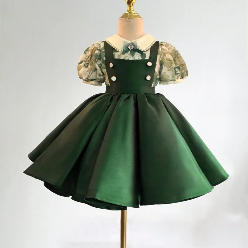 Little Girl Dress Toddler Ball Gowns Retro Green Elegant Girls Puffy Princess Party Dress Tunics Short Trendy Little Girl Dress Toddler Ball Gowns Retro Green Elegant Girls Puffy Princess Party Dress Tunics Short Trendy