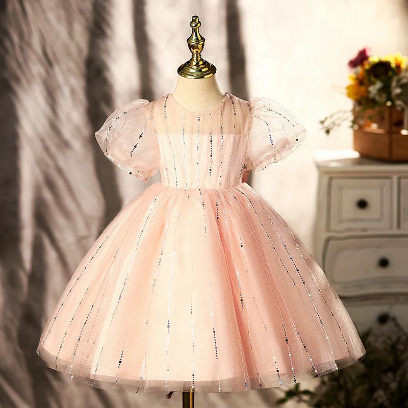Baby Girl Birthday Party Dresses Girl Summer Pink Puffy Formal Princess Dresses Square Neckline Feminine Baby Girl Birthday Party Dresses Girl Summer Pink Puffy Formal Princess Dresses Square Neckline Feminine