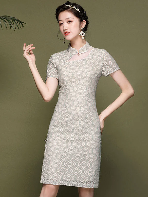 Summer Lace Short Qipao / Cheongsam Party Dress Tunics Bestseller popular