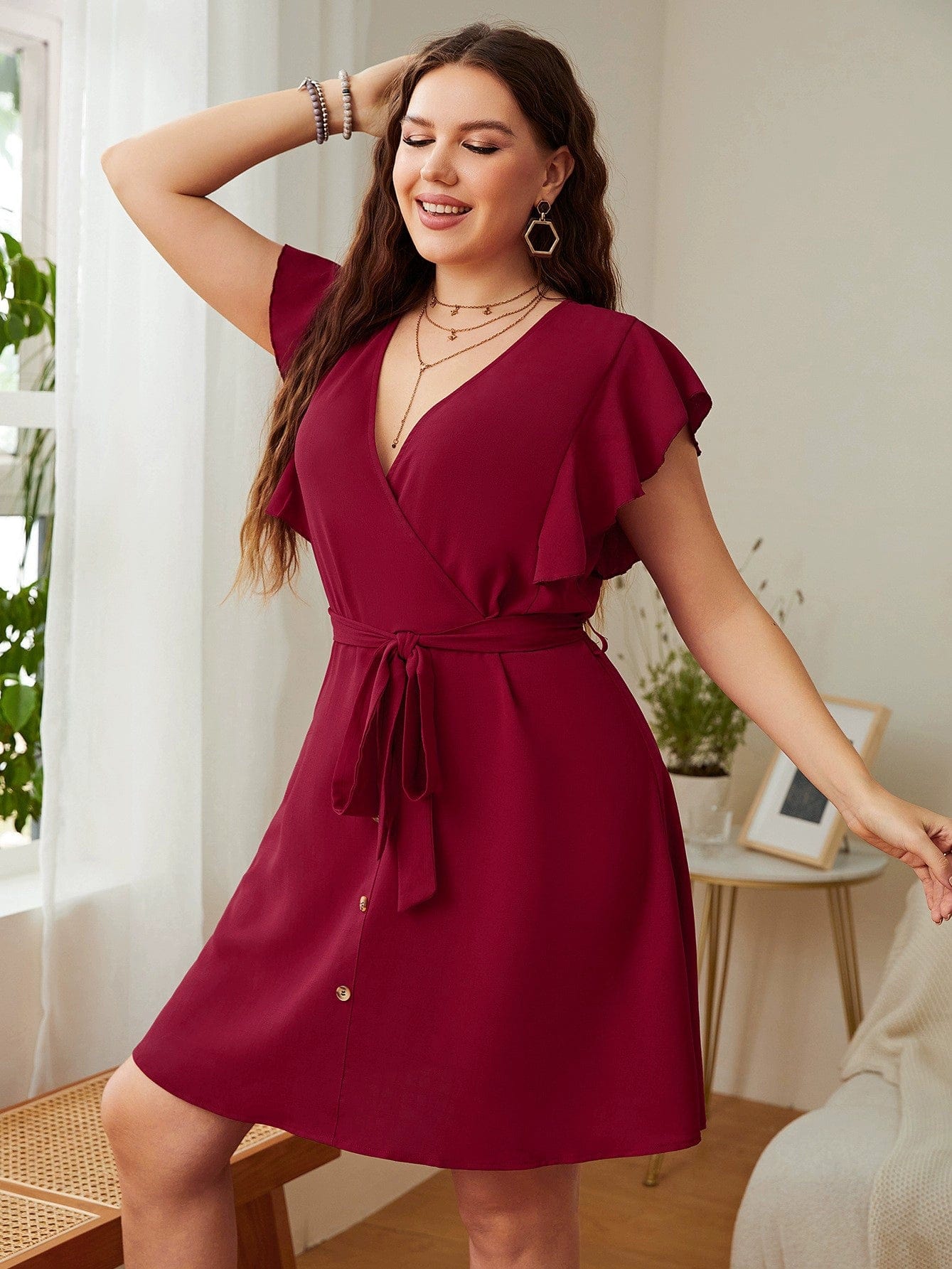 Summer Plus-Size V-Neck Party Dress Turtleneck Warm Winter
