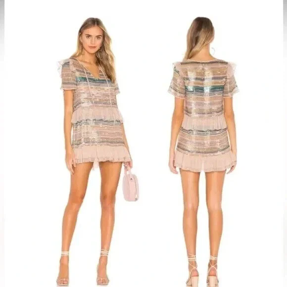 Tularosa Sequin Ruffle Mini Tiered Cocktail Party Dress Size Medium Tunics Modern contemporary Tularosa Sequin Ruffle Mini Tiered Cocktail Party Dress Size Medium Tunics Modern contemporary