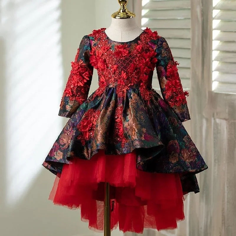 Toddler Prom Dress Flower Girl Spring Color Contrast Vinatge Embroidery Puffy Party Dress Tunics Versatile stylish Toddler Prom Dress Flower Girl Spring Color Contrast Vinatge Embroidery Puffy Party Dress Tunics Versatile stylish