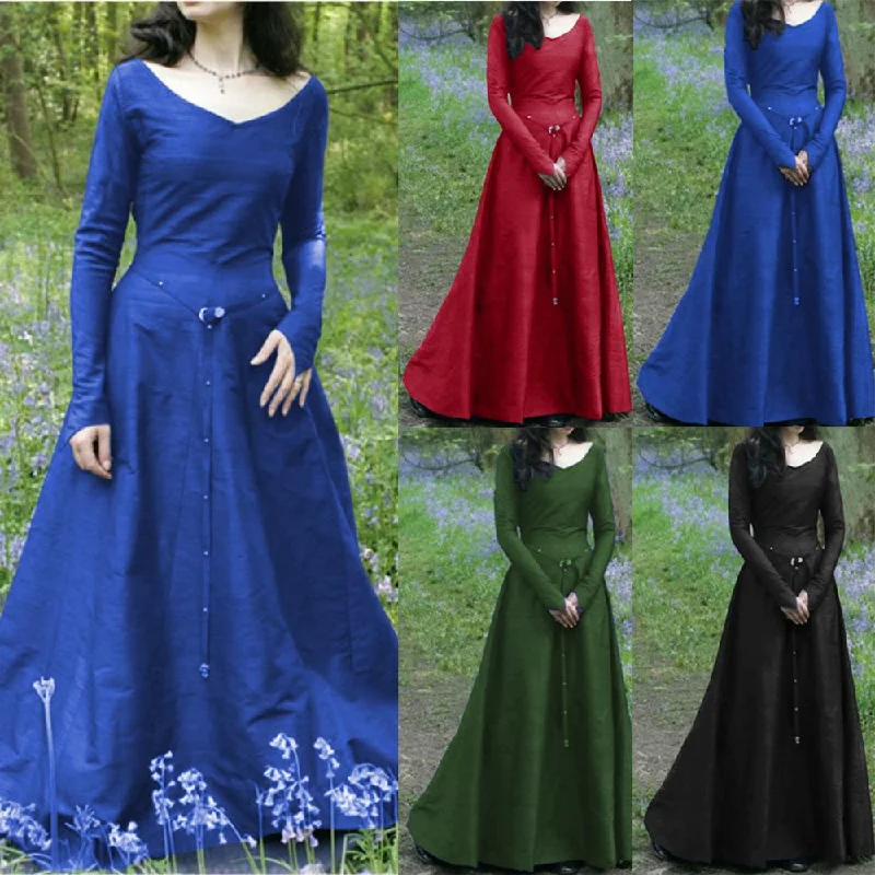Women vintage solid color slim fit wedding party dresses Chiffon Maxi Beach