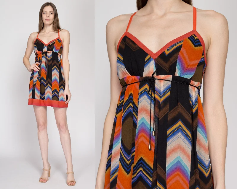 XS Y2K Guess Silk Chevron Mini Party Dress Tunics Polka dots