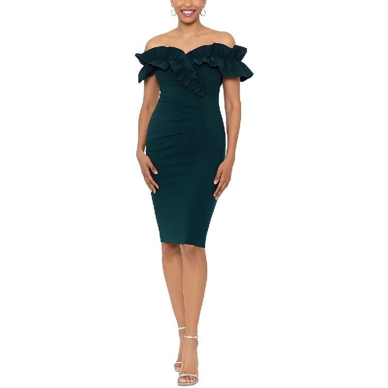 Xscape Womens Off-The-Shoulder Knee-Length Cocktail And Party Dress Cowl Neckline Elegant Xscape Womens Off-The-Shoulder Knee-Length Cocktail And Party Dress Cowl Neckline Elegant