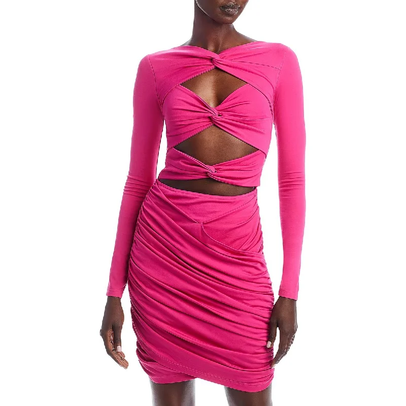 Yaura Womens Fope Cut-Out Mini Cocktail And Party Dress Tunics Exclusive limited
